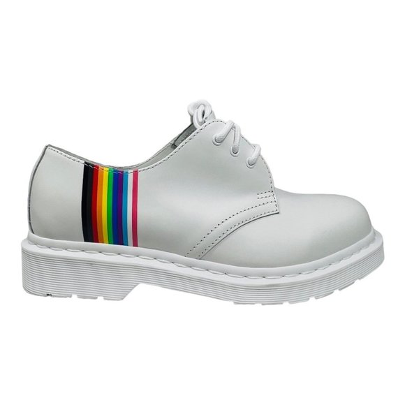 Dr Martens AirWair 1461 For Pride White with Rainbow Accent Unisex US M 7, W 8